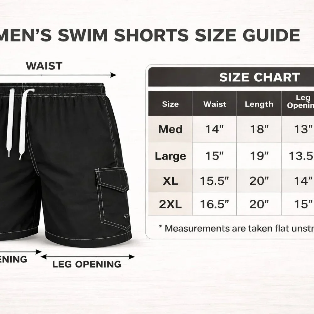 Men's Swim Trunks 3 Pockets Cargo Swimming Shorts Swimwear Suit Beach Surf Board - Picture 5 of 5